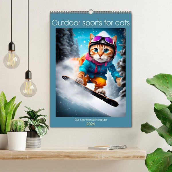 Produktbild: Outdoor sports for cats (Wall Calendar 2026 DIN A2 portrait), CALVENDO 12 Month Wall Calendar