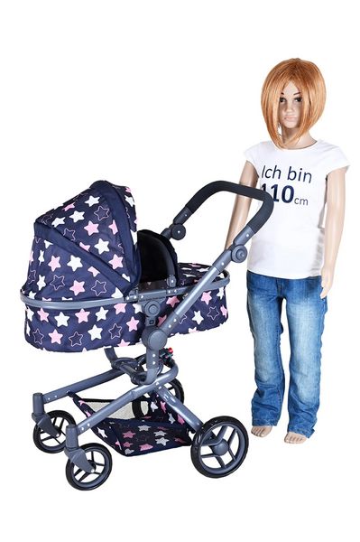 Produktbild: Knorrtoys 90943 - Kombi-Puppenwagen Boonk Star Blue Pink, mit Zubeh&ouml;r, umbaubar, Schieberh&ouml;he: 45-82cm