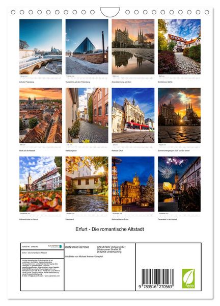 Produktbild: Erfurt - Die romantische Altstadt (Wandkalender 2026 DIN A4 hoch), CALVENDO Monatskalender