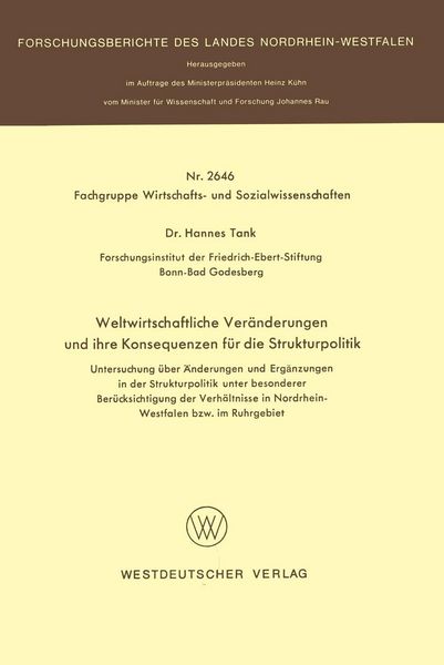 Produktbild: Weltwirtschaftliche Ver&auml;nderungen und ihre Konsequenzen f&uuml;r die Strukturpolitik