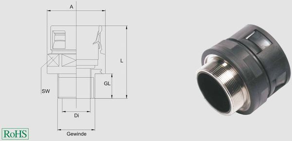 Helukabel 920233 HSSV MG M Schlauchverschraubung Grau M25 Gerade 1St.