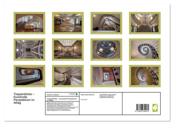 Produktbild: Treppenblicke &ndash; Kunstvolle Perspektiven im Alltag (hochwertiger Premium Wandkalender 2026 DIN A2 quer), Kunstdruck in Hochglanz