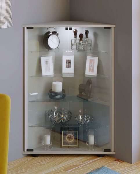 Produktbild: Holz Glas Eckvitrine Vitrine Sammelvitrine Jecka L