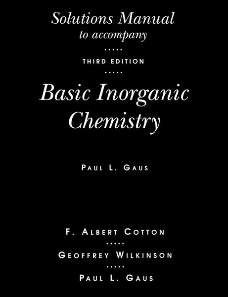 Produktbild: Solutions Manual T/A Basic Inorg Ch