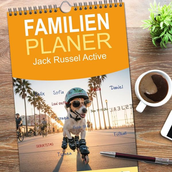 Produktbild: Familienplaner 2026 - Jack Russel Active mit 5 Spalten (Wandkalender, 21 x 45 cm) CALVENDO