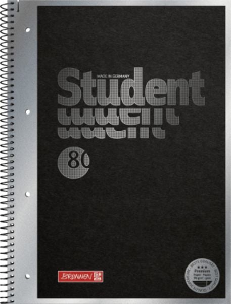 Brunnen Collegeblock Premium Student „Hardwired“ A4, Lineatur 27, 80 Blatt, schwarz