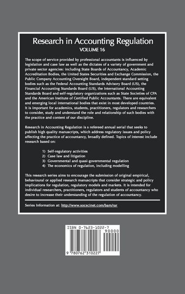 Produktbild: Research in Accounting Regulation