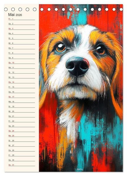 Produktbild: Hundegesichter. Kunstvolle Hundeportraits im modernen Painting-Stil (Tischkalender 2026 DIN A5 hoch), CALVENDO Monatskalender