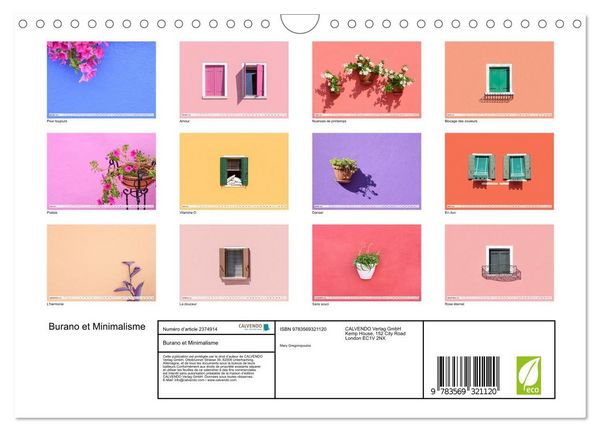 Produktbild: Burano et Minimalisme (Calendrier mural 2027 DIN A4 vertical), CALVENDO calendrier mensuel