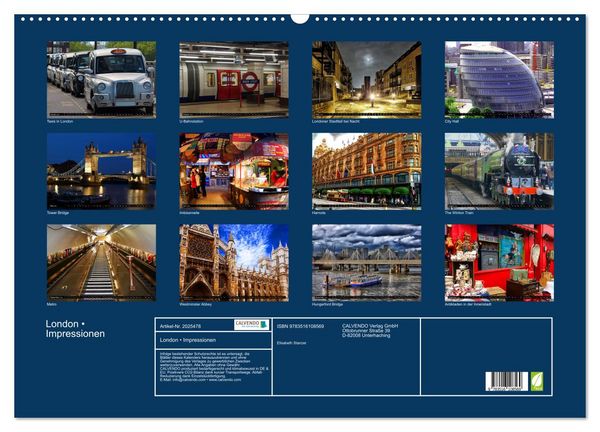 Produktbild: London &bull; Impressionen (Wandkalender 2026 DIN A2 quer), CALVENDO Monatskalender