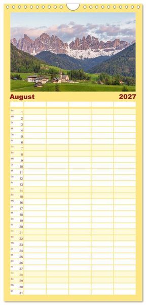 Produktbild: Familienplaner 2027 - S&uuml;dtirol - Von Meran bis zum Pragser Wildsee mit 5 Spalten (Wandkalender, 21 x 45 cm) CALVENDO