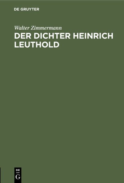 Produktbild: Der Dichter Heinrich Leuthold