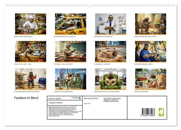Produktbild: Faultiere im Beruf (hochwertiger Premium Wandkalender 2027 DIN A2 quer), Kunstdruck in Hochglanz