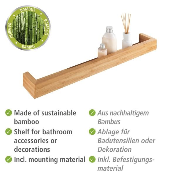 Wandregal Mod. Bambusa aus Bambus, 60 cm, inklusive Befestigungsmaterial