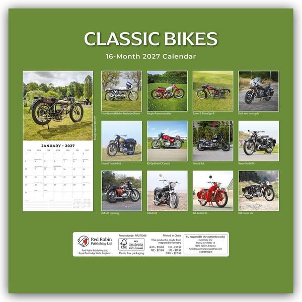 Produktbild: Classic Bikes &ndash; Klassische Motorr&auml;der 2027 &ndash; 16-Monatskalender