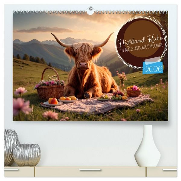 Produktbild: Highland K&uuml;he (hochwertiger Premium Wandkalender 2026 DIN A2 quer), Kunstdruck in Hochglanz