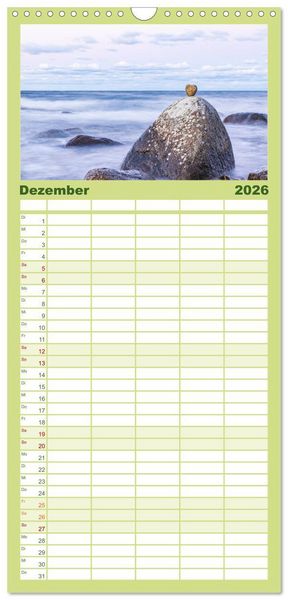 Produktbild: Familienplaner 2026 - Nat&uuml;rliches R&uuml;gen und Hiddensee mit 5 Spalten (Wandkalender, 21 x 45 cm) CALVENDO