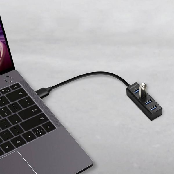 Produktbild: AXAGON HUE-M1A Superspeed USB-A Mini Hub 4x USB 3.0 - 20cm schwarz
