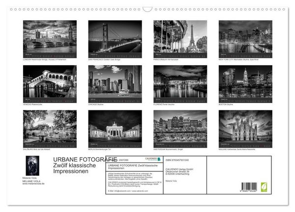 Produktbild: URBANE FOTOGRAFIE Zw&ouml;lf klassische Impressionen (Wandkalender 2026 DIN A2 quer), CALVENDO Monatskalender