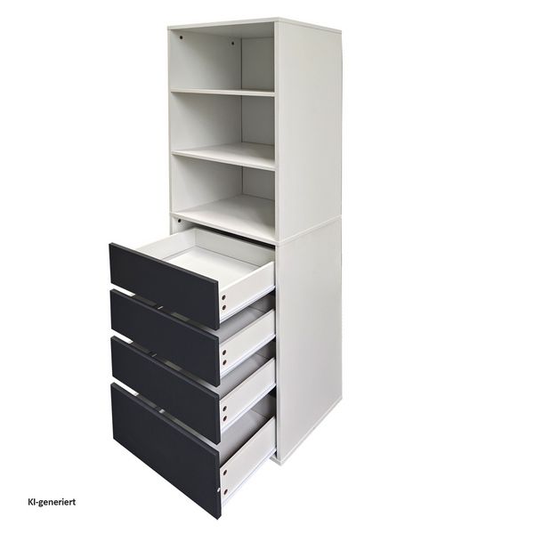 Produktbild: HTI-Living HTI-Living Schrank mit 4 Schubladen und 3 offenen F&auml;chern Wei&szlig;/Grau