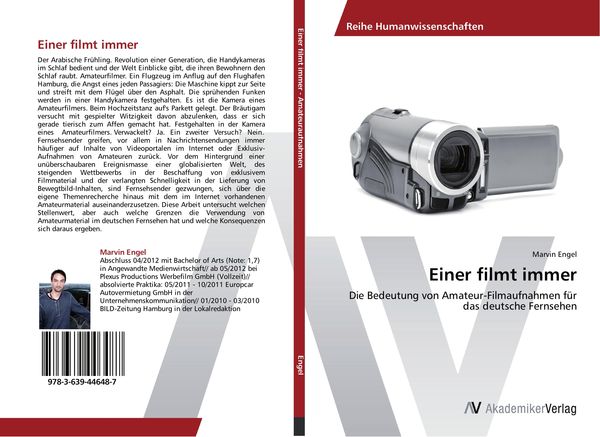 Einer filmt immer, Taschenbuch von Marvin Engel, AV Akademikerverlag, 9783639446487