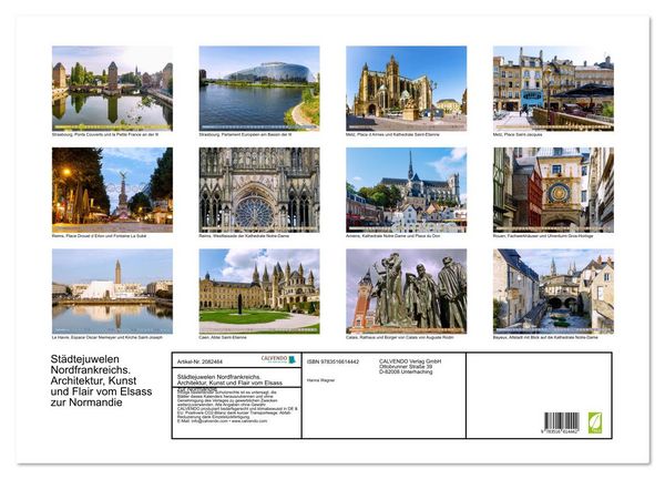 Produktbild: St&auml;dtejuwelen Nordfrankreichs. Architektur, Kunst und Flair vom Elsass zur Normandie (Wandkalender 2026 DIN A2 quer), CALVENDO Monatskalender