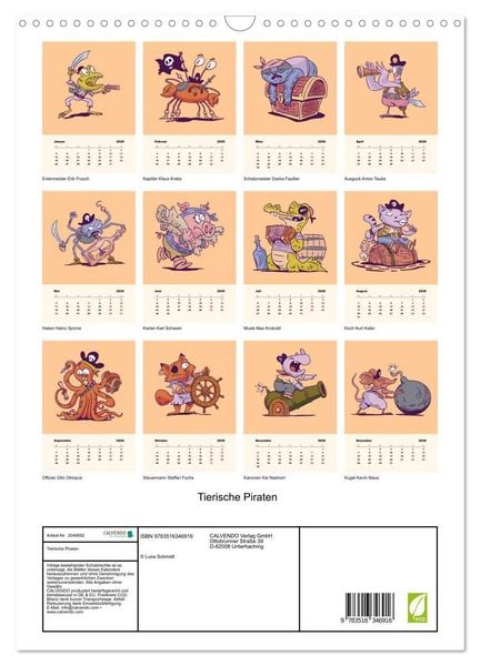 Produktbild: Tierische Piraten (Wandkalender 2026 DIN A3 hoch), CALVENDO Monatskalender