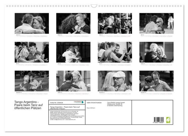 Produktbild: Tango Argentino - Paare beim Tanz auf &ouml;ffentlichen Pl&auml;tzen (Wandkalender 2026 DIN A2 quer), CALVENDO Monatskalender