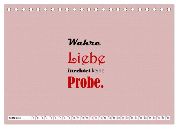 Produktbild: Zitate und Spr&uuml;che In Sachen LIEBE (Tischkalender 2026 DIN A5 quer), CALVENDO Monatskalender