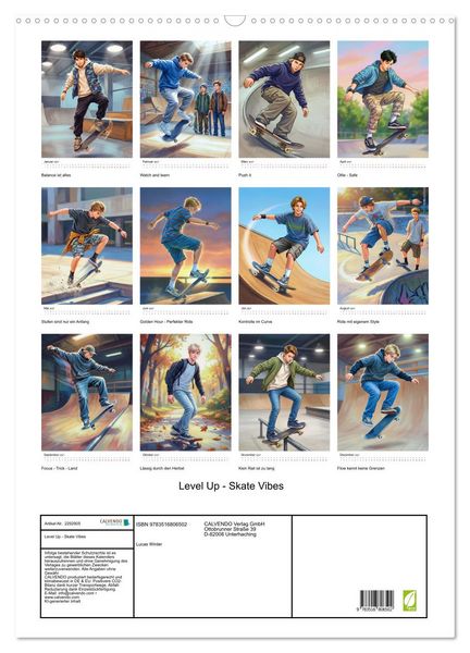 Produktbild: Level Up - Skate Vibes (Wandkalender 2027 DIN A2 hoch), CALVENDO Monatskalender