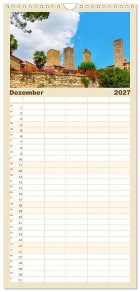 Produktbild: Familienplaner 2027 - San Gimignano, die Stadt der T&uuml;rme mit 5 Spalten (Wandkalender, 21 x 45 cm) CALVENDO
