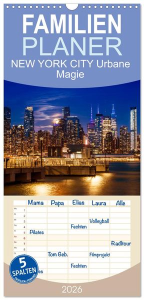 Produktbild: Familienplaner 2026 - NEW YORK CITY Urbane Magie mit 5 Spalten (Wandkalender, 21 x 45 cm) CALVENDO