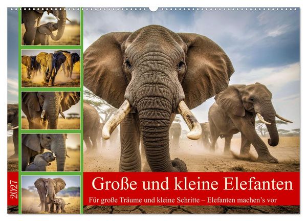 Produktbild: Gro&szlig;e und kleine Elefanten (Wandkalender 2027 DIN A2 quer), CALVENDO Monatskalender