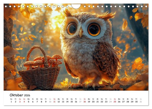 Produktbild: Eulen im Wald - Die geheimen Jobs und Aufgaben (Wandkalender 2026 DIN A4 quer), CALVENDO Monatskalender