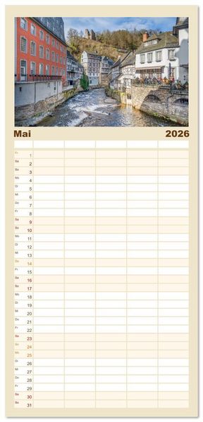 Produktbild: Familienplaner 2026 - Monschau Impressionen mit 5 Spalten (Wandkalender, 21 x 45 cm) CALVENDO