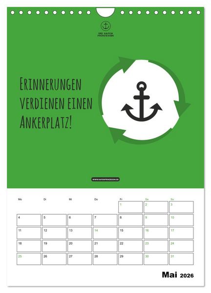 Produktbild: hafenprinzessin: Ankertr&auml;ume & Meer - Der moderne Zitate-Wandkalender f&uuml;r maritime Lebensmomente! (Wandkalender 2026 DIN A4 hoch), CALVENDO Monatskalender