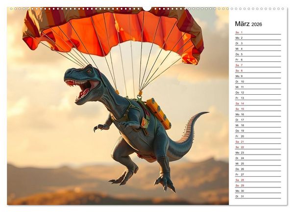 Produktbild: Sportlicher T-Rex - Mit Fun durch das Jahr (Wandkalender 2026 DIN A2 quer), CALVENDO Monatskalender