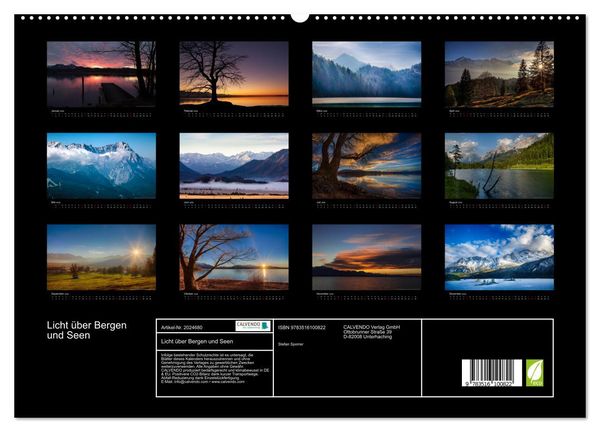 Produktbild: Licht &uuml;ber Bergen und Seen (hochwertiger Premium Wandkalender 2026 DIN A2 quer), Kunstdruck in Hochglanz