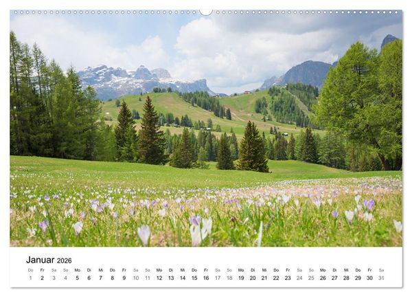 Produktbild: Wanderziele S&uuml;dtiroler Dolomiten - Region Gadertal und Buchenstein (hochwertiger Premium Wandkalender 2026 DIN A2 quer), Kunstdruck in Hochglanz