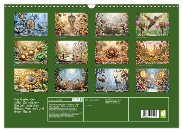 Produktbild: Der Garten der stillen Zahnr&auml;der - Ein Jahr zwischen Bl&uuml;ten, Mechanik und leiser Magie (Wandkalender 2027 DIN A3 quer), CALVENDO Monatskalender