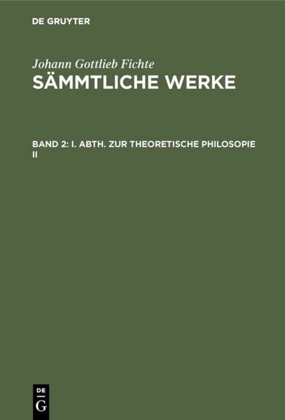 Produktbild: I. Abth. Zur Theoretische Philosopie II