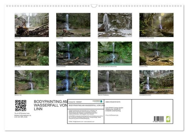 Produktbild: BODYPAINTING AM WASSERFALL VON LINN (Wandkalender 2026 DIN A2 quer), CALVENDO Monatskalender