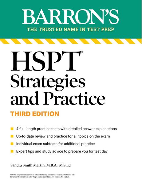 Produktbild: HSPT Strategies and Practice, Third Edition: Prep Book with 4 Practice Tests + Comprehensive Review + Practice + Strategies (Barron's Test Prep)