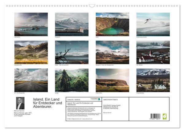 Produktbild: Island. Ein Land f&uuml;r Entdecker und Abenteurer. (Wandkalender 2026 DIN A2 quer), CALVENDO Monatskalender