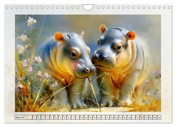 Produktbild: Zwergflusspferde. Kleine Hippos im Sumpfgebiet (Wandkalender 2027 DIN A4 quer), CALVENDO Monatskalender