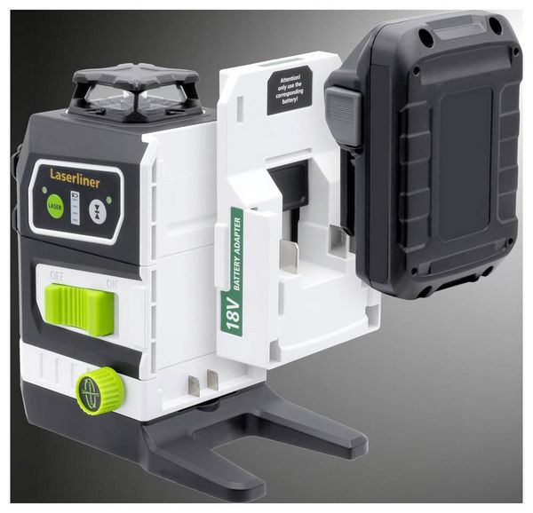 Produktbild: Laserliner PowerPlane-Laser 3G Multi-18V Dreidimensionaler Laser gr&uuml;ner Laser, inkl. Box, ohne Akku, selbstnivellierend Reichweite (max.): 60 m