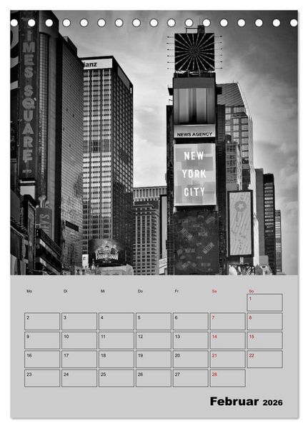 Produktbild: NEW YORK CITY Monochrome Stadtansichten (Tischkalender 2026 DIN A5 hoch), CALVENDO Monatskalender