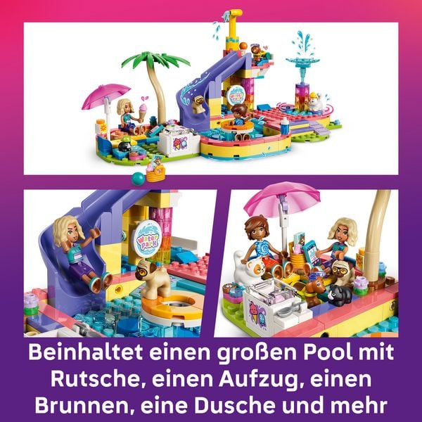 Produktbild: LEGO Friends 42676 Lustiger Tag im Wasserpark, Bauset mit 2 Spielfiguren und 4 Spielzeugtieren