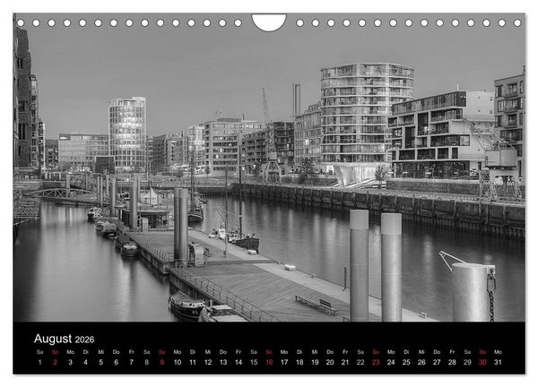 Produktbild: Hamburg monochrome Impressionen (Wandkalender 2026 DIN A4 quer), CALVENDO Monatskalender