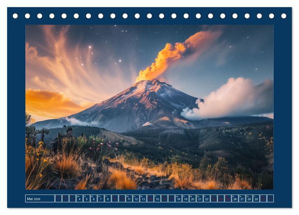 Produktbild: Lebendige Feuerberge - Fantastisch durch eine KI in Szene gesetzt (Tischkalender 2026 DIN A5 quer), CALVENDO Monatskalender